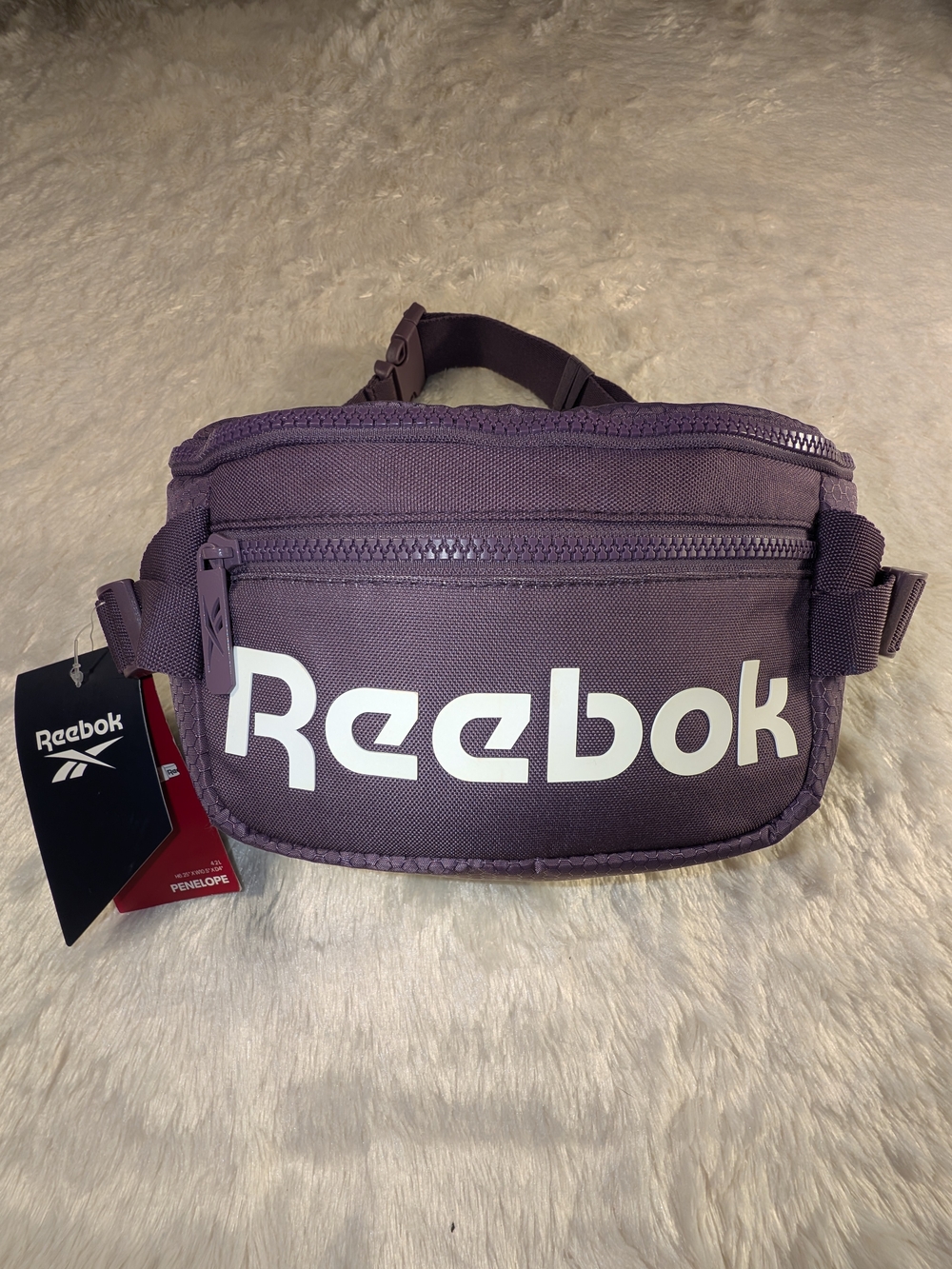 NWT Reebok Purple Logo Belt Bag with White Branding